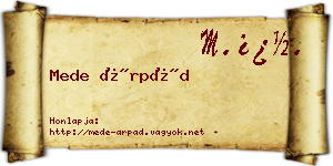 Mede Árpád névjegykártya